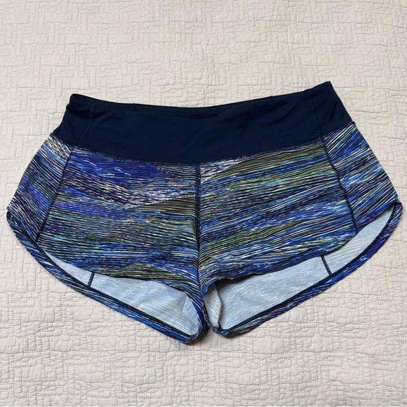 Lululemon Speed Up Short 2.5" Blue Striped Multicolor Size 4 - Picture 1 of 11